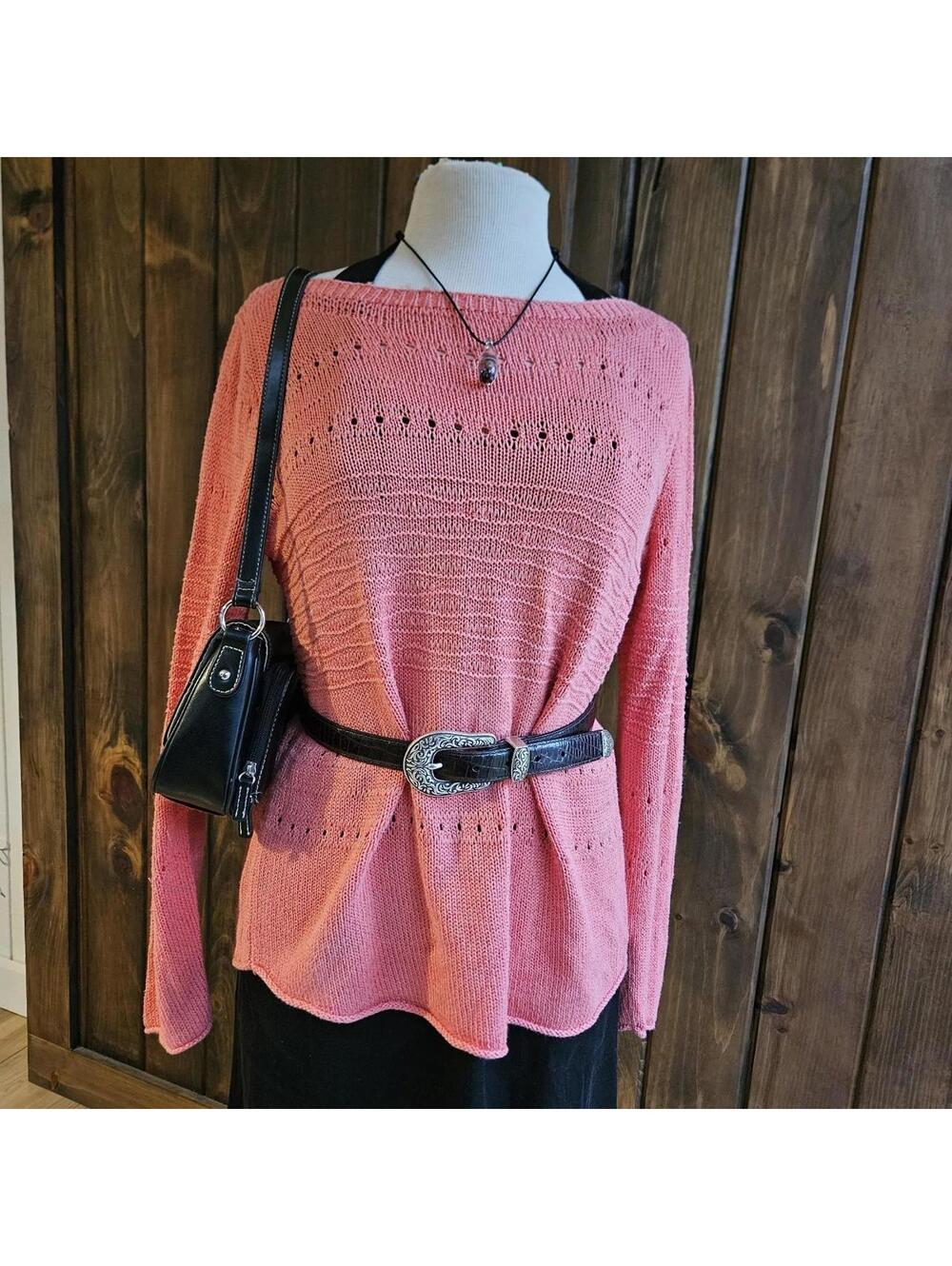 vintage pink boat neck sweater large cotton blend grace elements